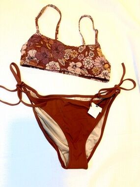 Lurex Bralette Bikini Top Multi Floral & string bikini  - Mix & Match - New